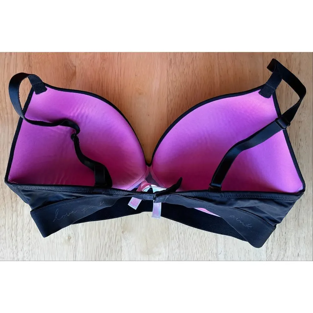 PINK Wear Everywhere Wireless Push Up Bra Black Comfort Everyday 36D
